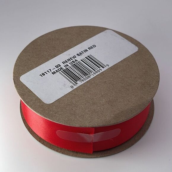NWT RENEWRIBBON Double Face Satin Ribbon - Red - Picture 3 of 3